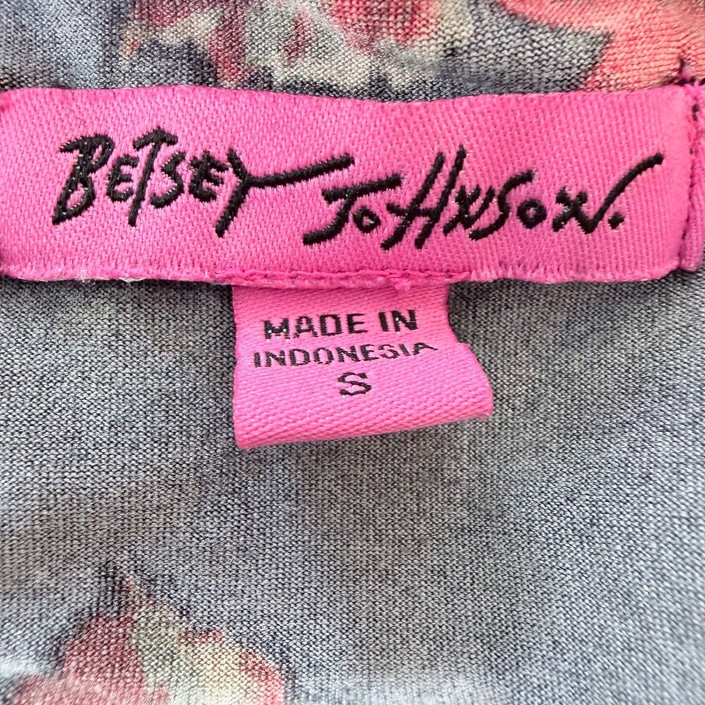Betsey Johnson Floral Wrap Top S Black Red Roses Bell Sleeve Peplum Boho Romance - Picture 10 of 13